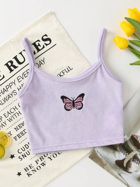 Butterfly Embroidered Tank Top