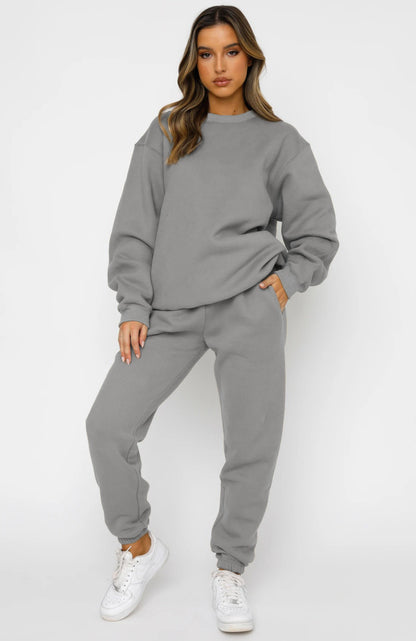 Casual Long Sleeve Pullover & Drawstring Joggers