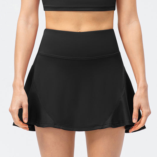 High Waisted Fitness Skirt With Built-in Shorts & Pockets