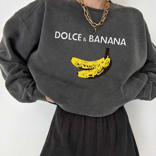 Dolce Banana Print Long Sleeve Pullover