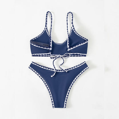 Blue Bikini Set With Printed Outline