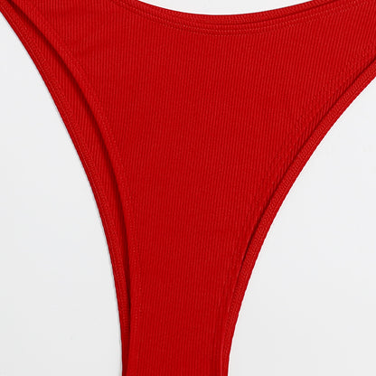 Red Underwire Push Up Top & High Rise Bottoms