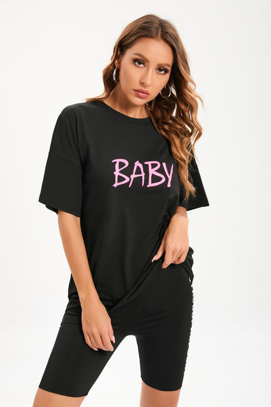 Baby Letter Printed Short Sleeve Tee