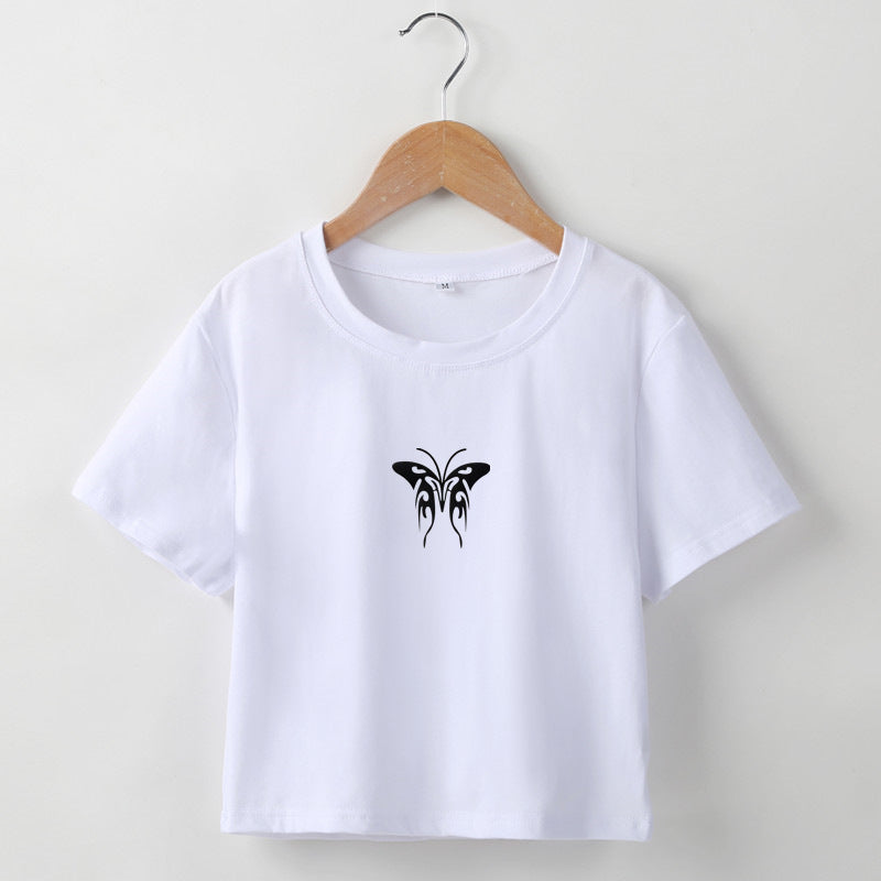 Butterfly Print Short Sleeved Top