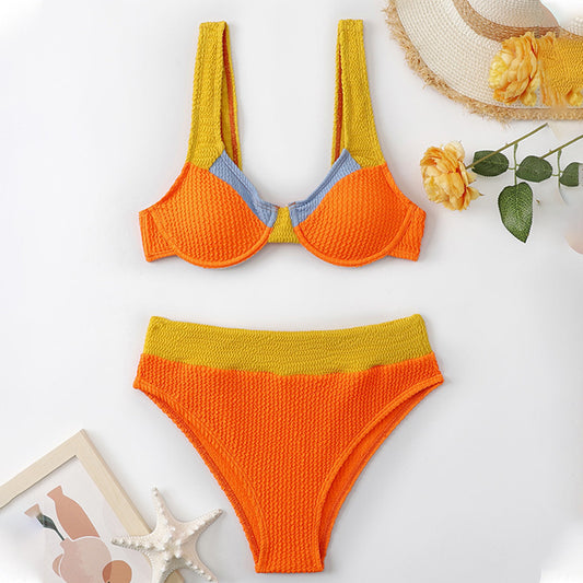 Bright Colorblock Push Up Top & High Rise Bottoms