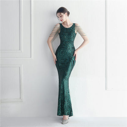 Slim Fitting Backless Sequin dress