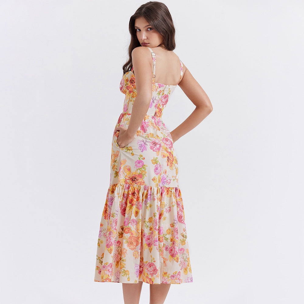 Long Floral Printed Elegant Summer Dress