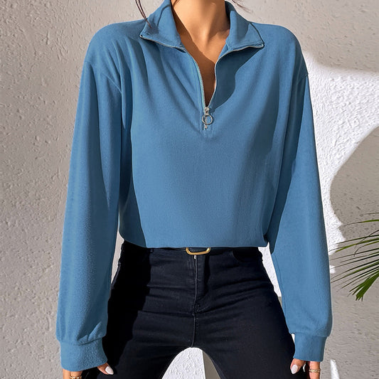 Blue Half Zip Long Sleeve Pullover