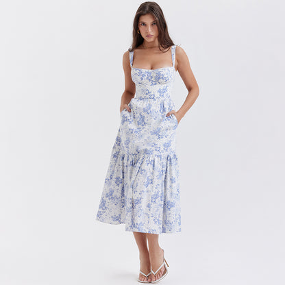 Long Floral Printed Elegant Summer Dress