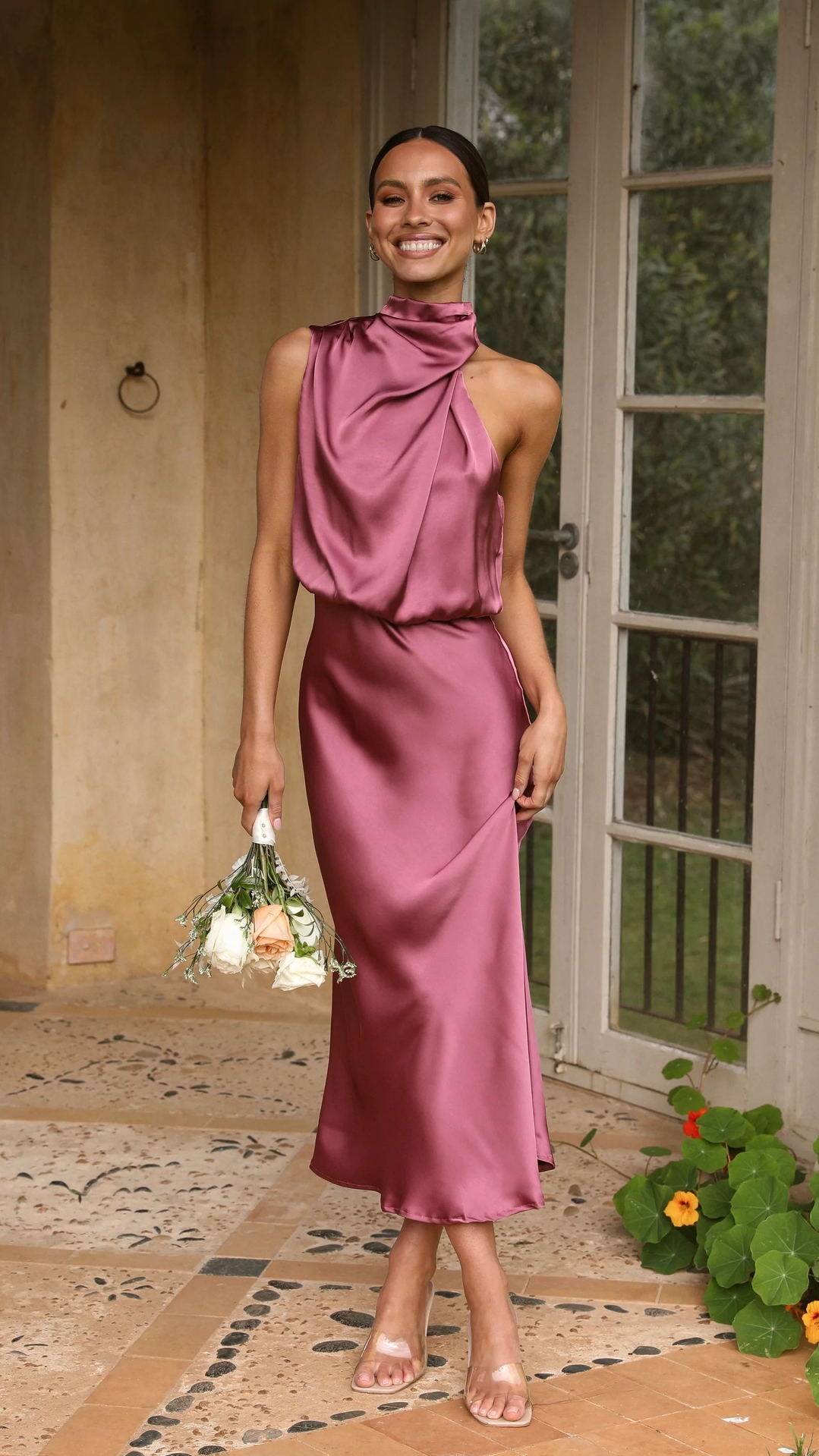 Elegant Long Satin Dress