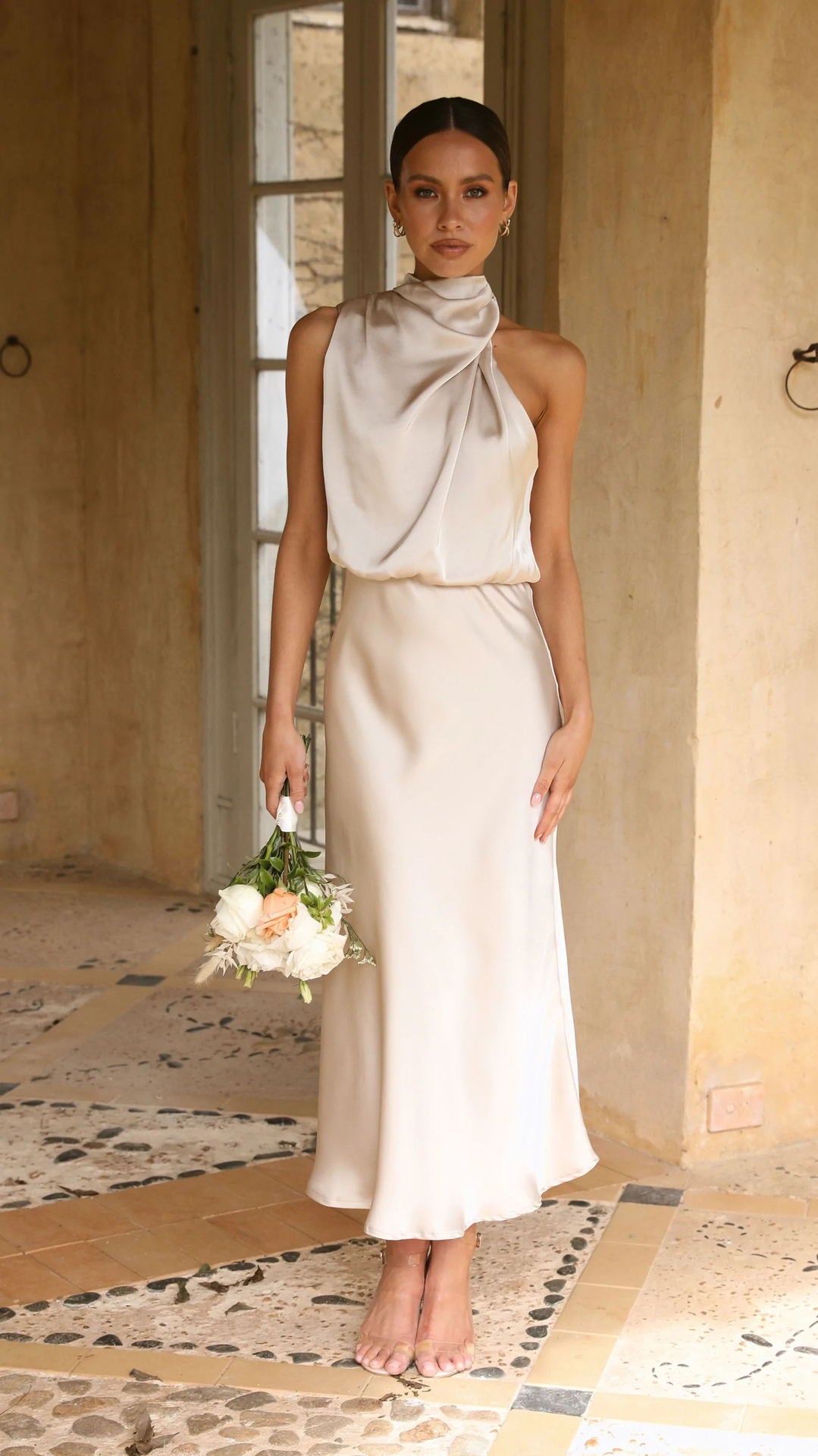 Elegant Long Satin Dress