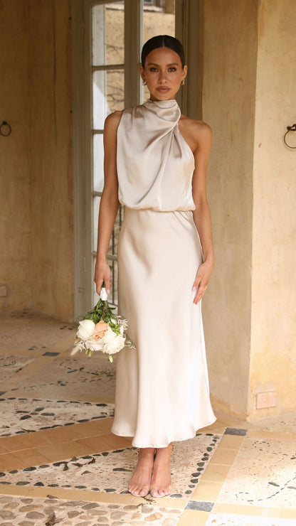 Elegant Long Satin Dress