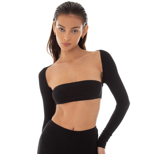 Cropped Cutout Long Sleeve Top