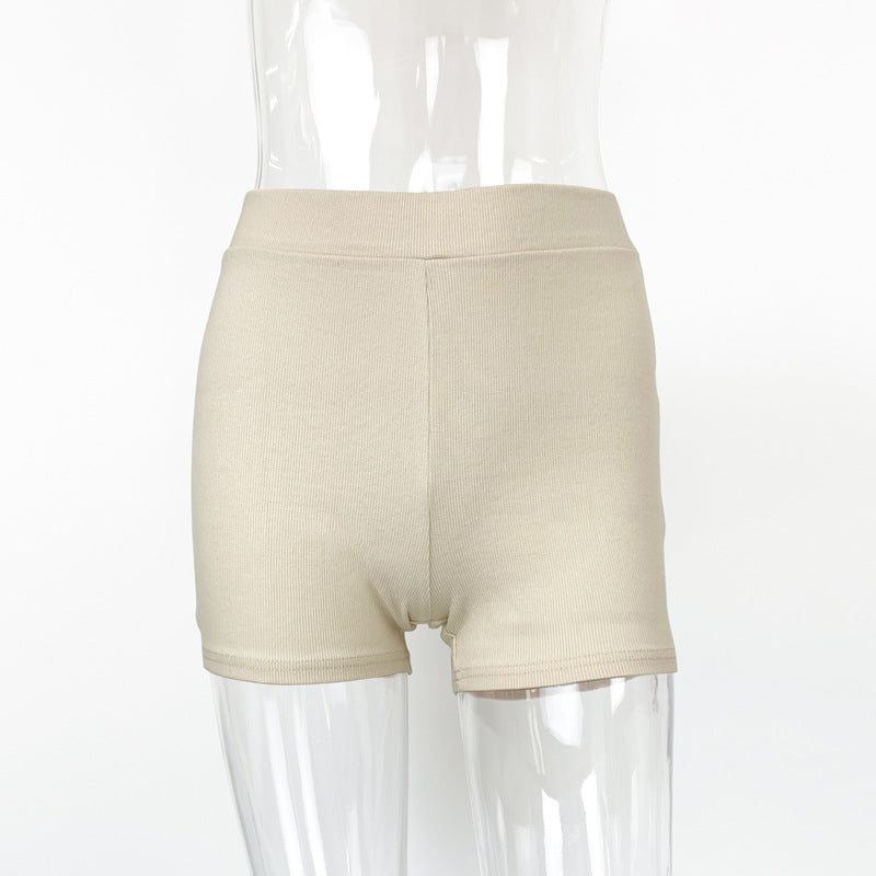 Cotton High Waisted Ribbed Shorts