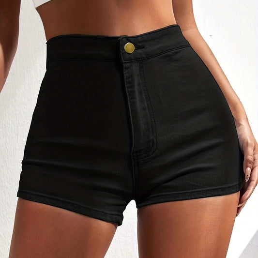 Black High Waisted Denim Shorts